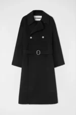 Double-breasted cashmere coat with detachable belt