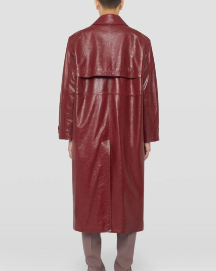 Fully-lined deerskin trench coat with back floating carré and centre-back vent