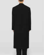 Single-breasted virgin wool coat with horizontal pleat