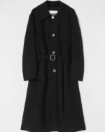 Double-breasted virgin wool coat with detachable belt