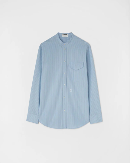 Cotton boxy-fit shirt with stitch detail on yoke and embroidered Jil Sander monogram