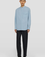 Cotton boxy-fit shirt with stitch detail on yoke and embroidered Jil Sander monogram