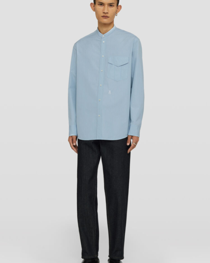 Cotton boxy-fit shirt with stitch detail on yoke and embroidered Jil Sander monogram