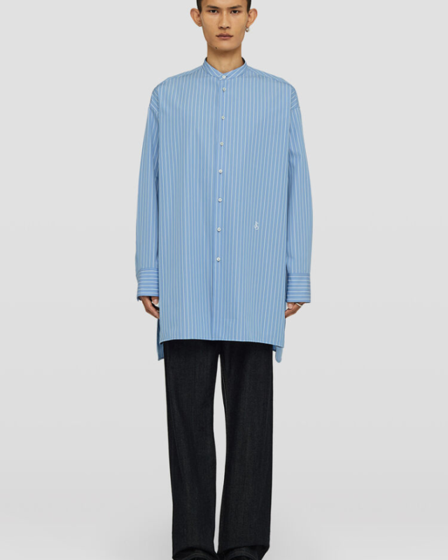 Cotton relaxed-fit long shirt with embroidered Jil Sander monogram