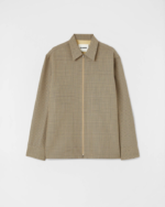 Long-sleeved wool shirt with front zip closure