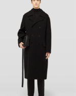 Half-lined double-breasted felted virgin wool coat