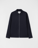 Long-sleeved wool shirt with front zip closure