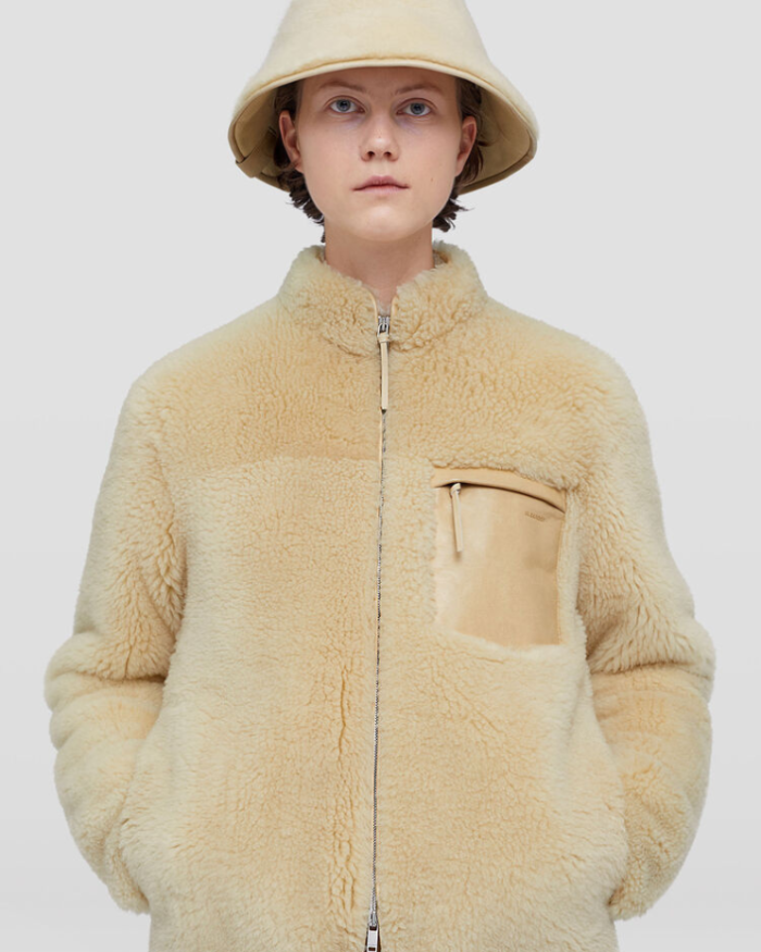 Shearling blouson with embossed Jil Sander