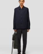 Long-sleeved wool shirt with front zip closure