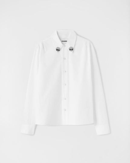 Long sleeved cotton shirt with jewel clip detail