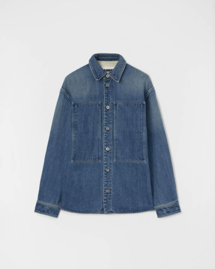 Long sleeved Japanese raw denim shirt with patch pockets