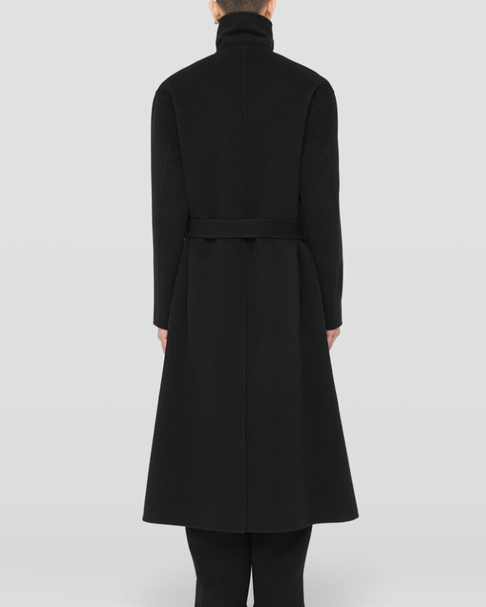 Double-breasted cashmere coat with detachable belt