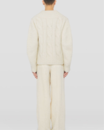 Long-sleeved mohair and alpaca sweater with superfine knitted wool outer layer