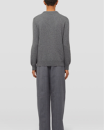 Long-sleeved merino wool sweater with front padded plastron