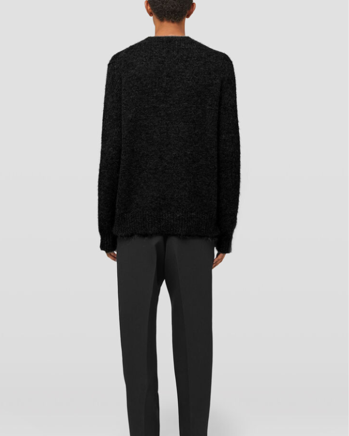 Long-sleeved medium-weight alpaca and virgin wool sweater