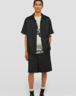 Short-sleeved viscose and silk twill shirt
