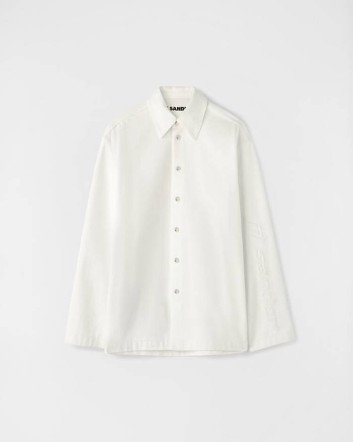 Organic cotton denim shirt with embossed Jil Sander logo