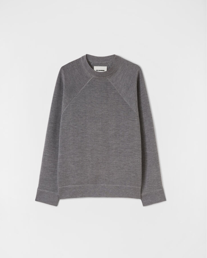 Long-sleeved cashmere, virgin wool and silk blend sweatshirt