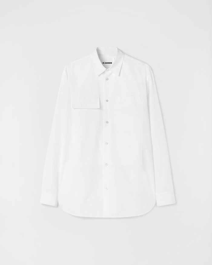 Long-sleeved straight-cut cotton shirt