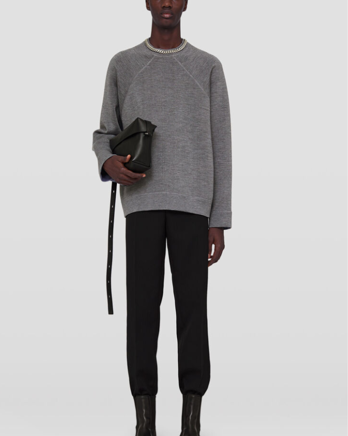 Long-sleeved cashmere, virgin wool and silk blend sweatshirt