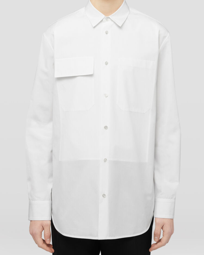 Long-sleeved straight-cut cotton shirt