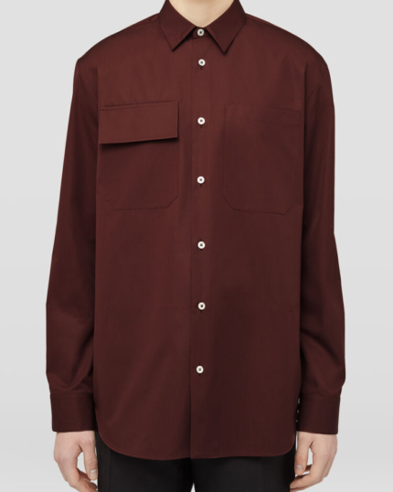 Long-sleeved straight-cut cotton shirt