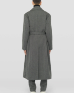 Double-breasted mélange wool coat with detachable belt