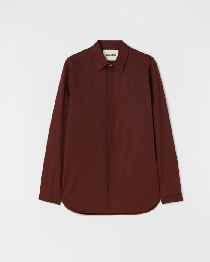 Long-sleeved cotton poplin shirt