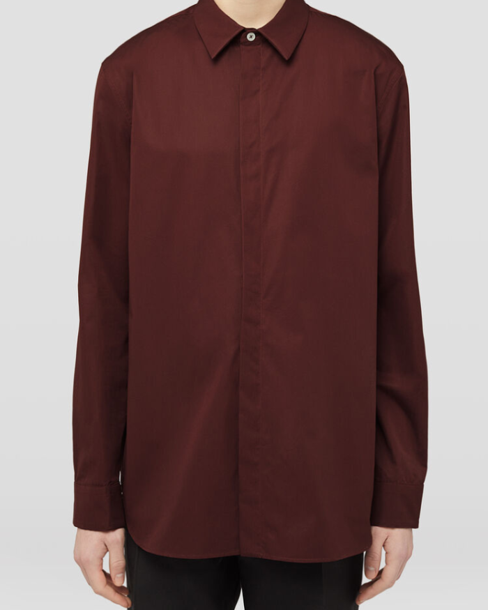 Long-sleeved cotton poplin shirt