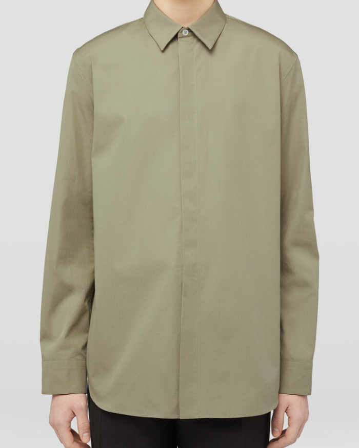 Long-sleeved cotton poplin shirt