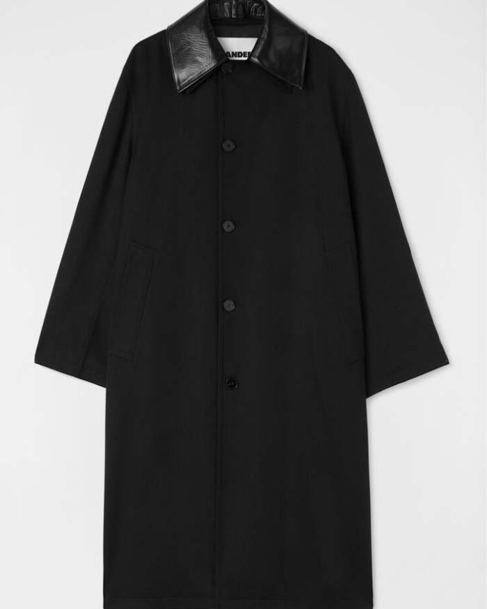Lightweight wool canvas coat with additional detachable