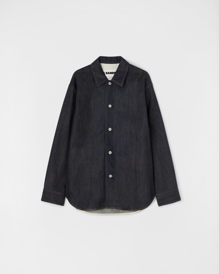 Long-sleeved denim workwear outer shirt