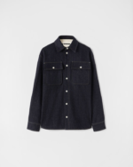 Long-sleeved Japanese raw denim overshirt with patch pockets