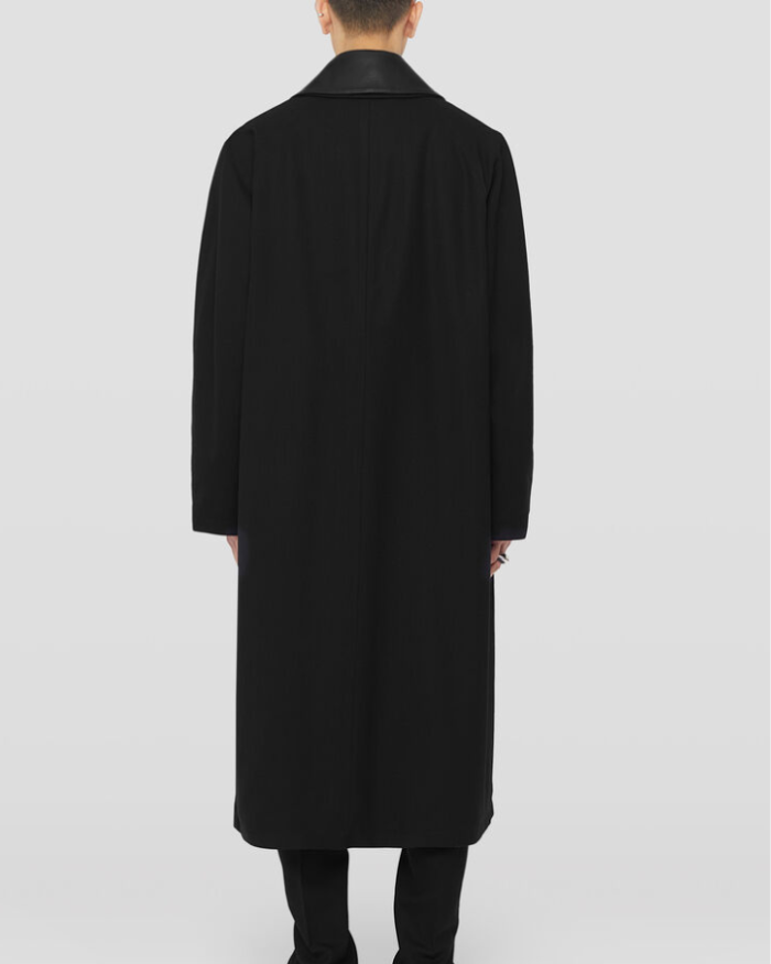 Lightweight wool canvas coat with additional detachable