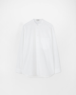 Long-sleeved cotton poplin shirt with box pleat patch pocket and embroidered Jil Sander monogram