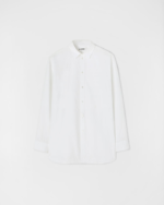 Long-sleeved cotton poplin shirt with tab insert on button closure and embroidered Jil Sander monogram