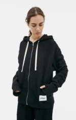 Jil Sander Black Zip Up Hoodie made from premium cotton with minimalist design for men and women